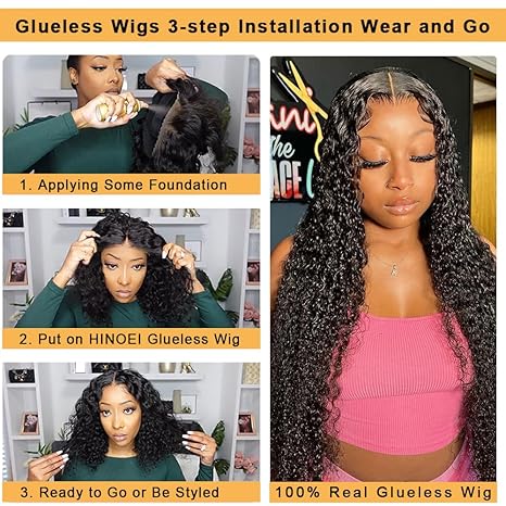 Water Wave Glueless 5x5 Lace Closure Wig Pre Cut 180% Density HD Lace Human Hair Wig With Curls Pre Bleached Lace Knots Glueless Wig for Women