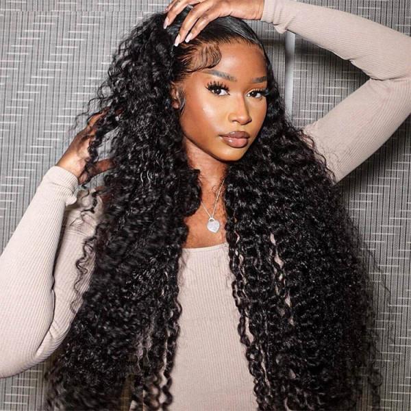 Deep Wave Glueless 5x5 Lace Closure Wig Pre Cut Lace Human Hair Wig With Curls Pre Bleached Lace Knots Glueless Wig for Women