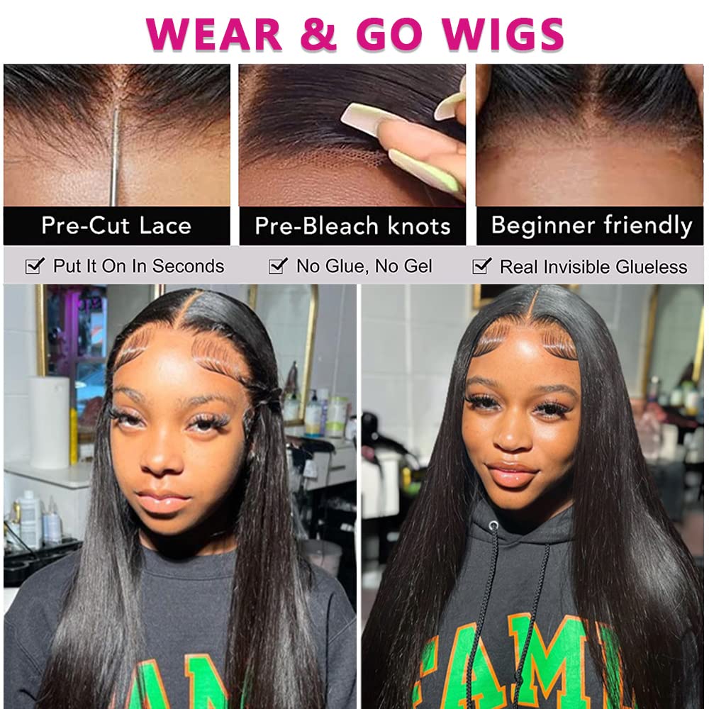 Straight Glueless Wigs Human Hair Pre Plucked 5x5 HD Lace Closure Wigs Human Hair for Black Women Pre Cut Lace for Beginners With Baby Hair