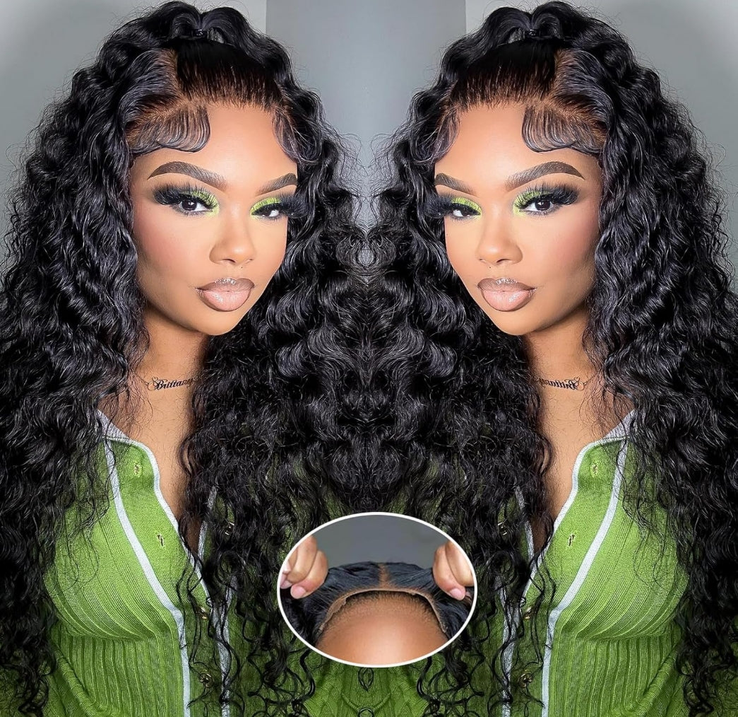 Deep Wave Glueless 5x5 Lace Closure Wig Pre Cut Lace Human Hair Wig With Curls Pre Bleached Lace Knots Glueless Wig for Women