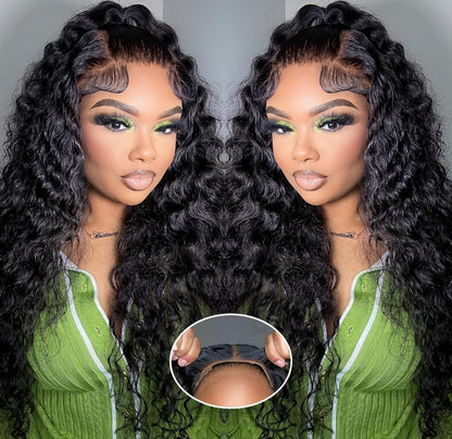 Deep Wave Glueless 5x5 Lace Closure Wig Pre Cut Lace Human Hair Wig With Curls Pre Bleached Lace Knots Glueless Wig for Women