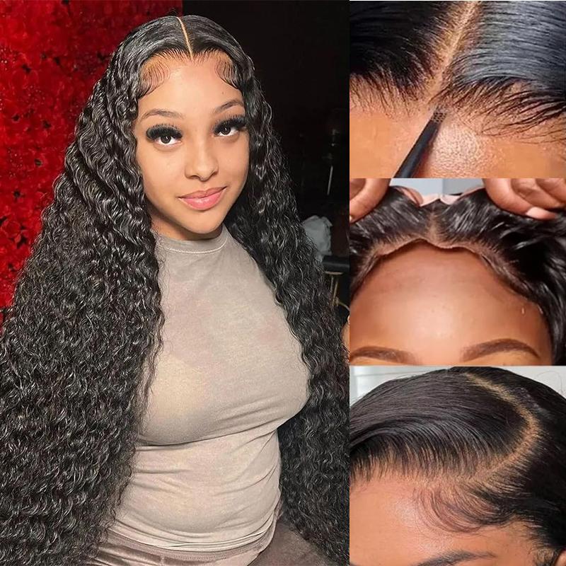 Deep Wave Glueless 5x5 Lace Closure Wig Pre Cut Lace Human Hair Wig With Curls Pre Bleached Lace Knots Glueless Wig for Women
