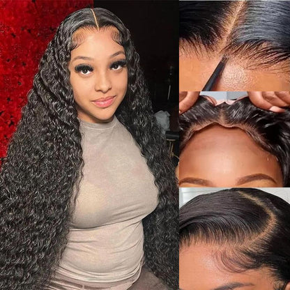 Deep Wave Glueless 5x5 Lace Closure Wig Pre Cut Lace Human Hair Wig With Curls Pre Bleached Lace Knots Glueless Wig for Women