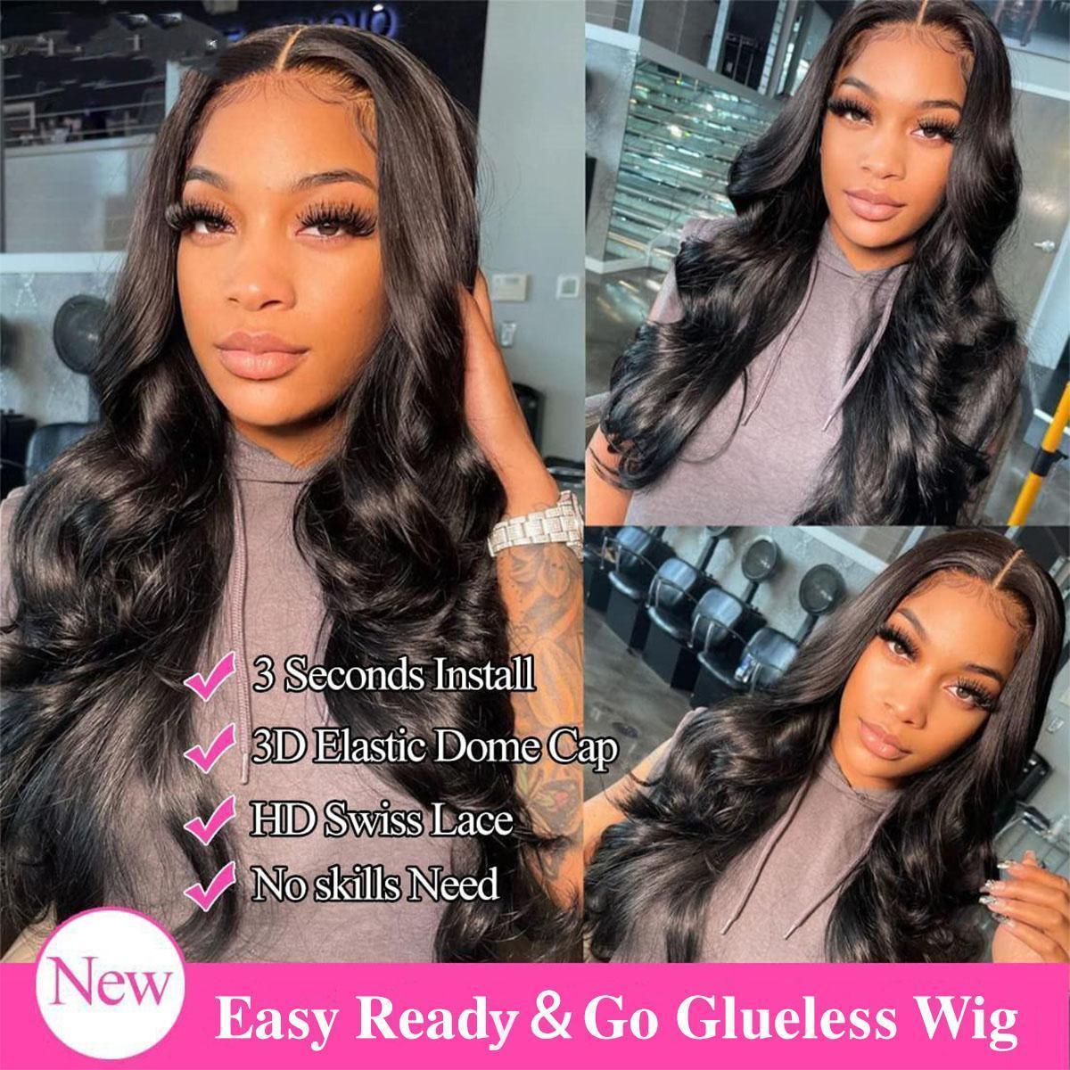 Glueless 5x5 HD Lace Closure Wigs Human Hair 5x5 Body Wave Closure Wig for Women  Human Hair Pre Plucked with Baby Hair 180% Density 5x5 Closure Wig True to length