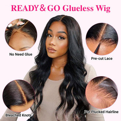 Glueless 5x5 HD Lace Closure Wigs Human Hair 5x5 Body Wave Closure Wig for Women  Human Hair Pre Plucked with Baby Hair 180% Density 5x5 Closure Wig True to length