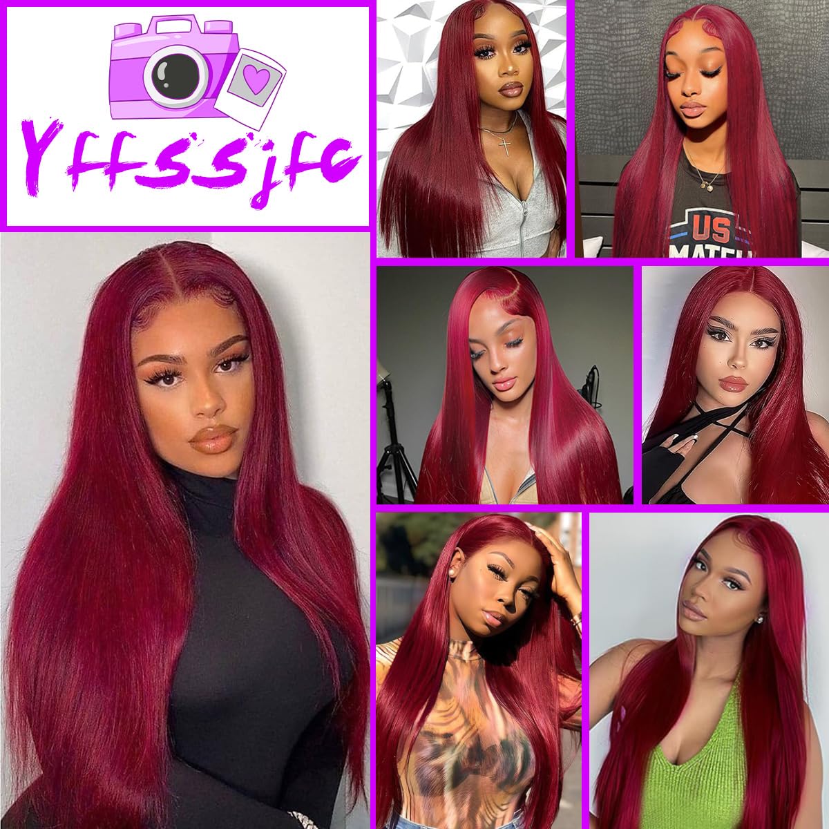 99J Burgundy Straight  Glueless 5x5 Lace Closure Wig Pre Cut 180% Density HD Lace Human Hair Wig With Curls Pre Bleached Lace Knots Glueless Wig for Women