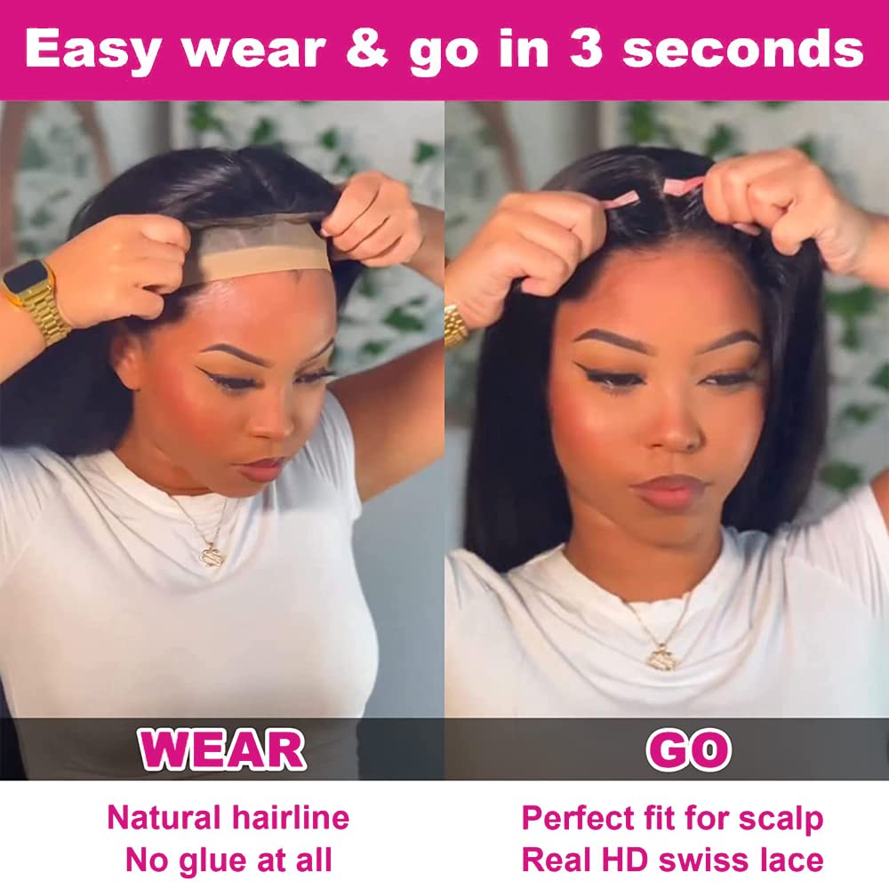 Straight Glueless Wigs Human Hair Pre Plucked 5x5 HD Lace Closure Wigs Human Hair for Black Women Pre Cut Lace for Beginners With Baby Hair