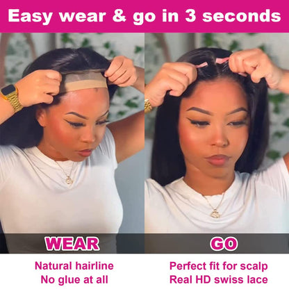 Straight Glueless Wigs Human Hair Pre Plucked 5x5 HD Lace Closure Wigs Human Hair for Black Women Pre Cut Lace for Beginners With Baby Hair