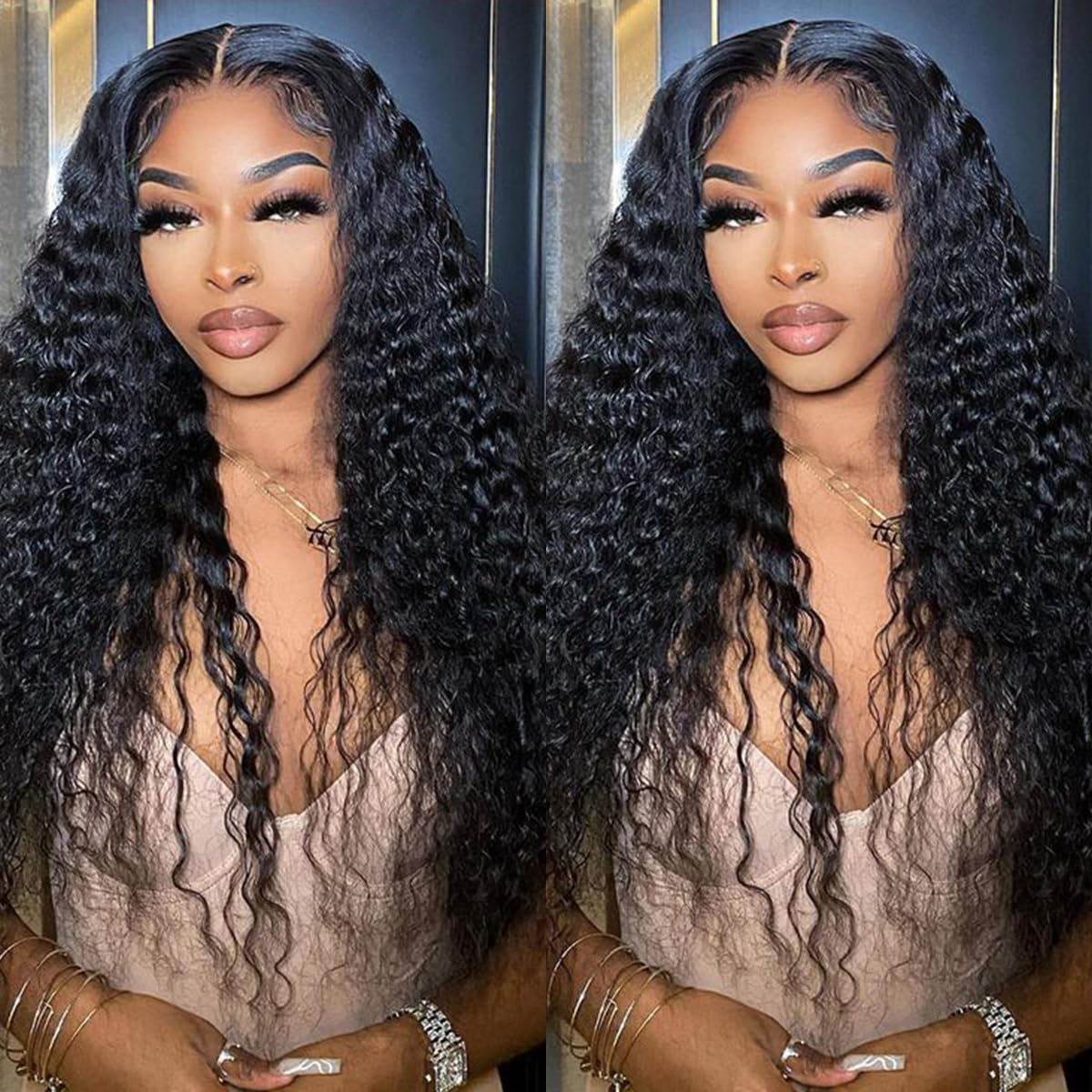 Water Wave Glueless 5x5 Lace Closure Wig Pre Cut 180% Density HD Lace Human Hair Wig With Curls Pre Bleached Lace Knots Glueless Wig for Women