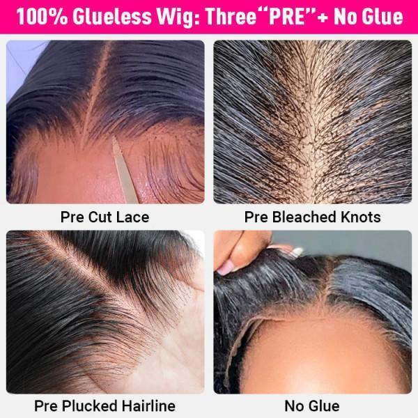 Deep Wave Glueless 5x5 Lace Closure Wig Pre Cut Lace Human Hair Wig With Curls Pre Bleached Lace Knots Glueless Wig for Women