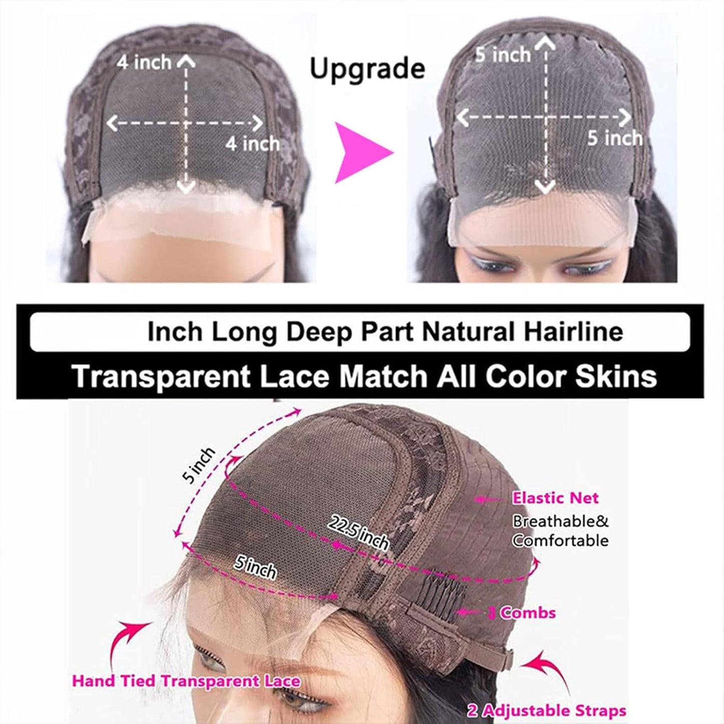 Water Wave Glueless 5x5 Lace Closure Wig Pre Cut 180% Density HD Lace Human Hair Wig With Curls Pre Bleached Lace Knots Glueless Wig for Women