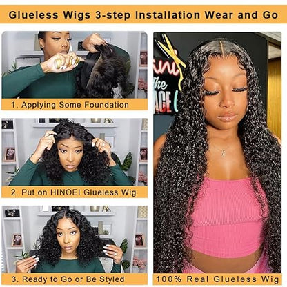 Water Wave Glueless 5x5 Lace Closure Wig Pre Cut 180% Density HD Lace Human Hair Wig With Curls Pre Bleached Lace Knots Glueless Wig for Women