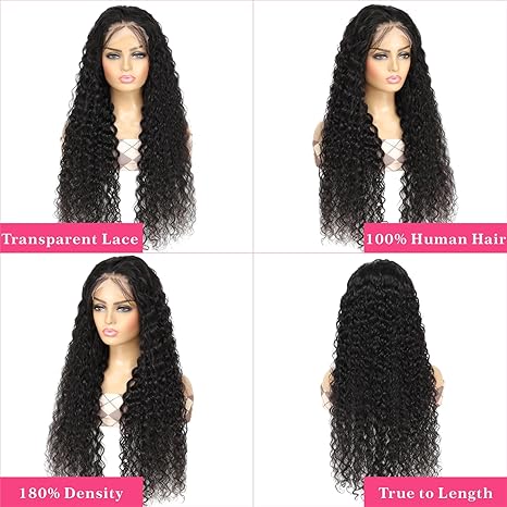 Water Wave Glueless 5x5 Lace Closure Wig Pre Cut 180% Density HD Lace Human Hair Wig With Curls Pre Bleached Lace Knots Glueless Wig for Women